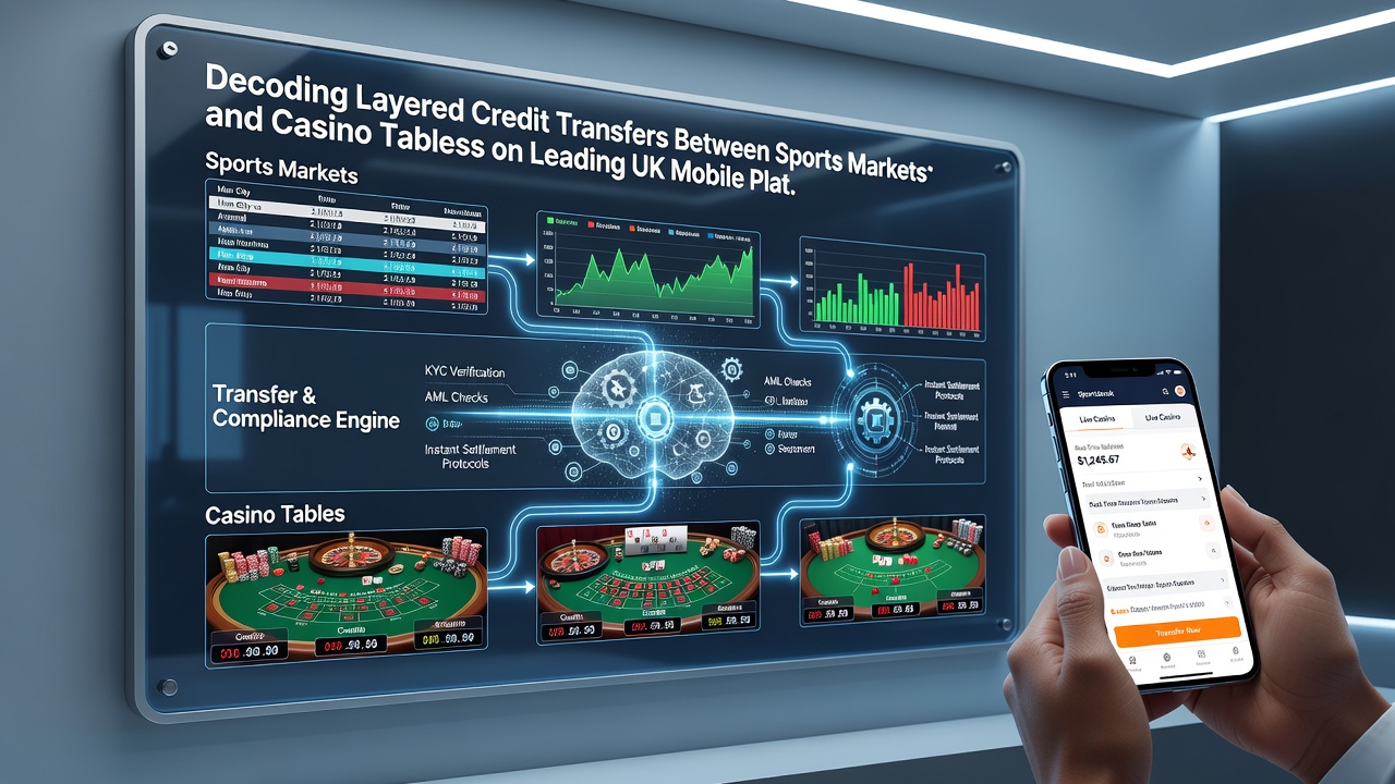Detailed view of credit flow diagram between sports and casino sections within a UK betting app