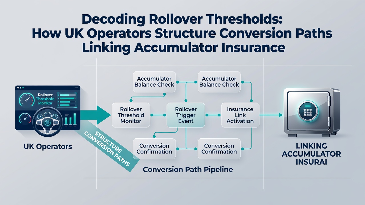 Flowchart showing accumulator insurance rollover steps converting into casino cashback balances on a UK betting platform