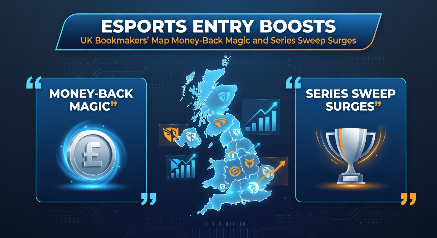 Close-up of a professional esports player focused on a multi-monitor setup during a League of Legends series sweep, with chat overlays buzzing about boosted odds