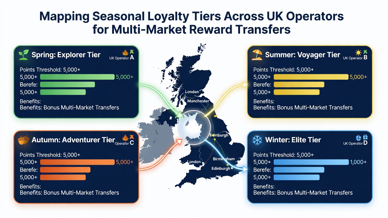 Chart comparing loyalty tier benefits and cross-market transfer rates for UK operators during summer 2026