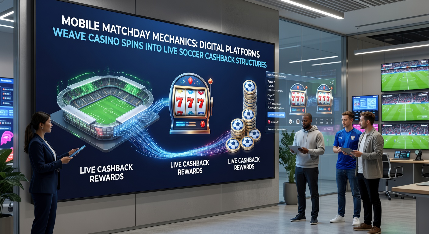 Smartphone screen showing live soccer cashback tracker alongside spinning casino reels during an evening league broadcast