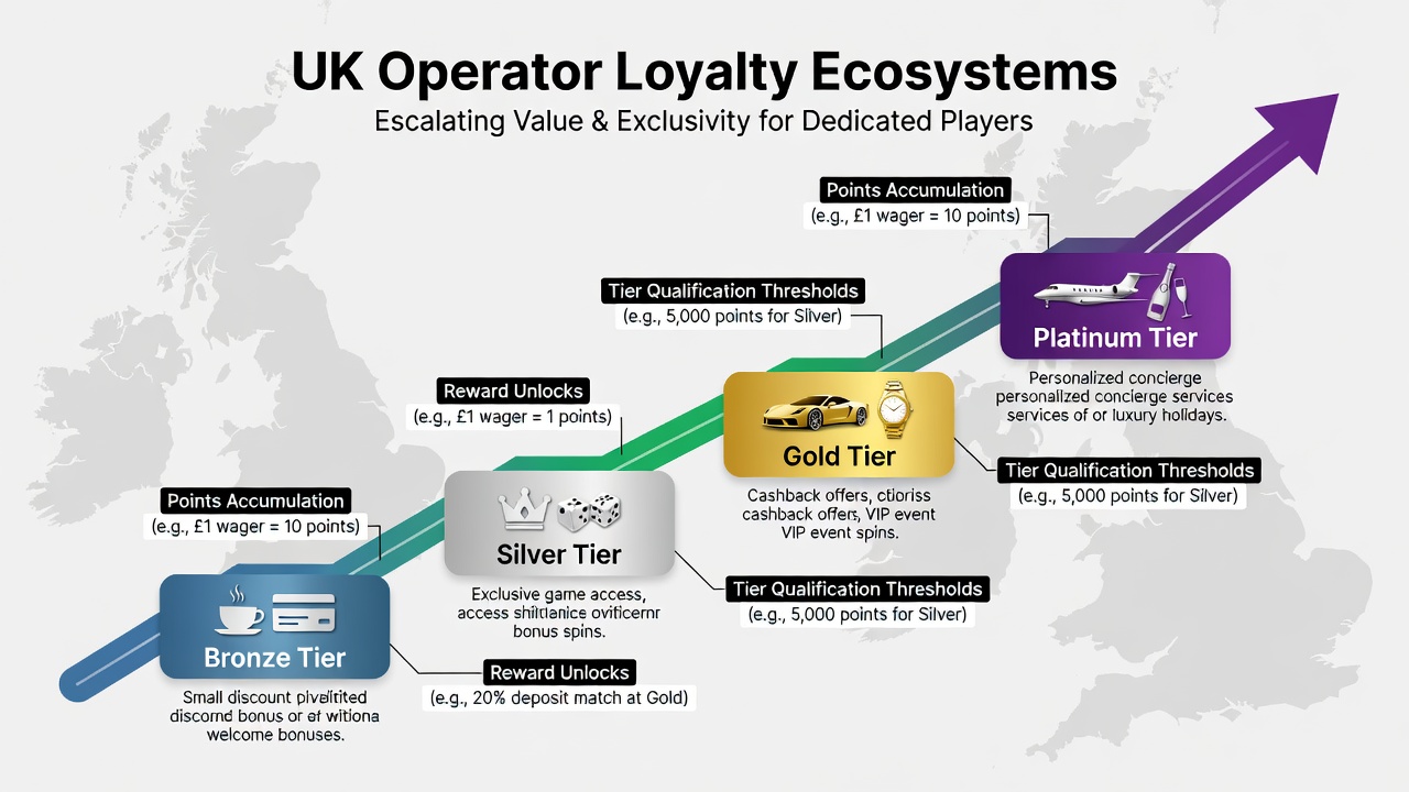 Detailed view of escalating reward tiers including cashback rates and personalised betting perks for dedicated UK players