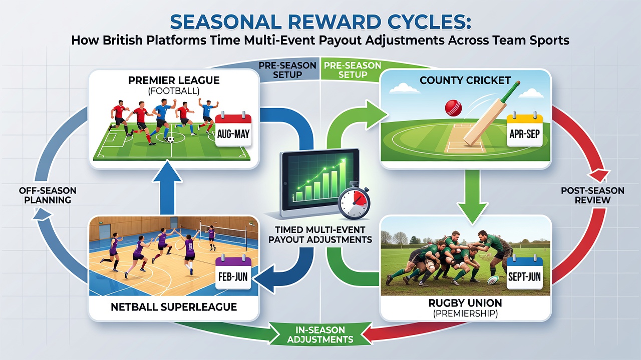 Timing adjustments for multi-event payouts in British racing and team sports