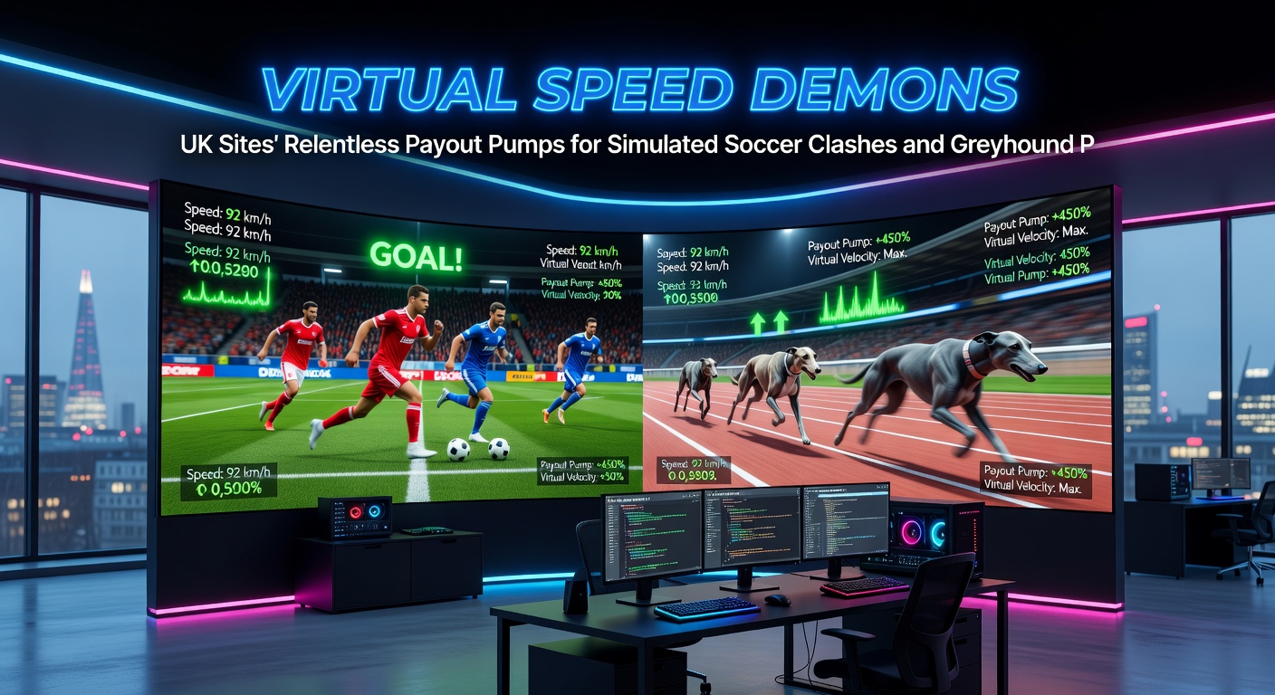 Close-up of a virtual soccer simulation scoreboard showing rapid goals and odds multipliers ticking up in real-time, capturing the adrenaline of UK platforms' payout-driven features